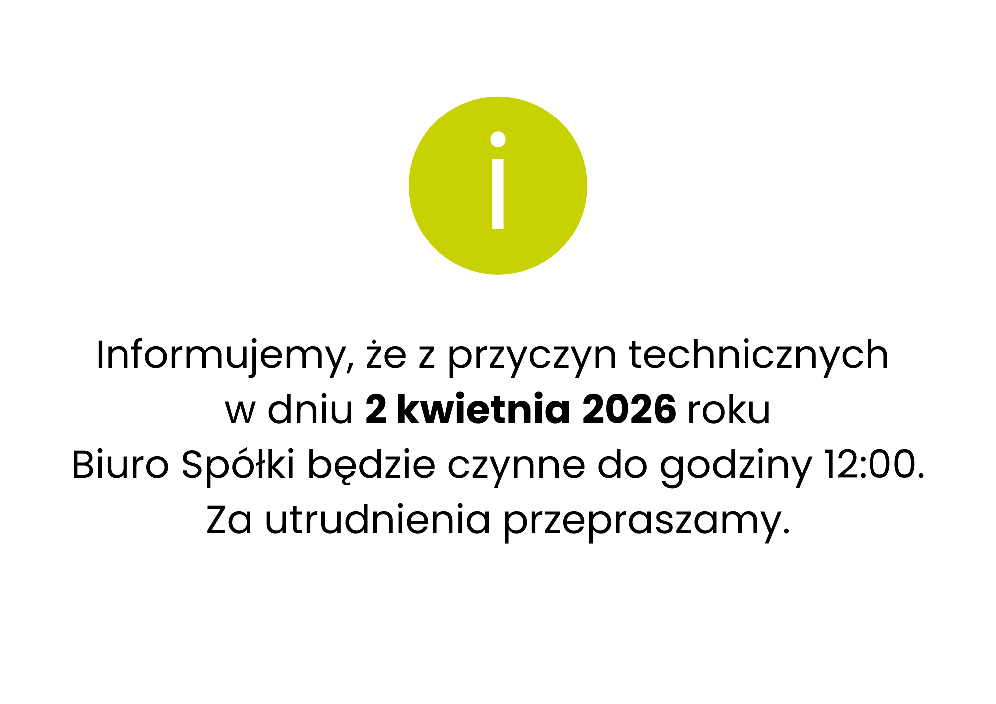 Informacja o zamkniętym biurze