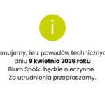 Komunikat o zamkniętym biurze 9 kwietnia 2026 roku.